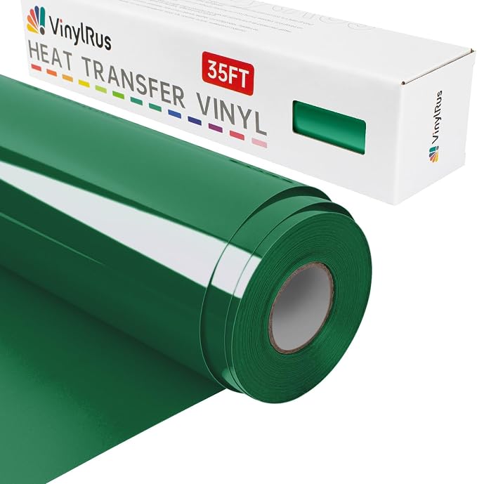 VinylRus Heat Transfer Vinyl-12” x 35FT Green Iron on Vinyl Roll by VinylRus