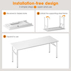 Need Large Folding Computer Desk, 60 Inch Writing Table, Metal Frame, Sturdy - Image 5