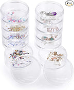 Hipiwe 2 Packs 5 Slot Clear Plastic Round Storage Jars by Hipiwe