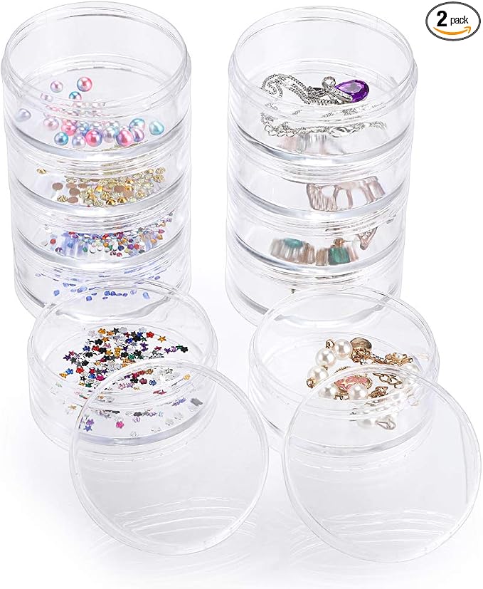 Hipiwe 2 Packs 5 Slot Clear Plastic Round Storage Jars by Hipiwe