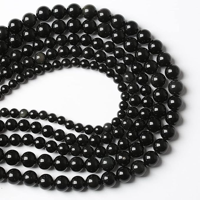 90PCS 4mm AAA Natural Black Obsidian Stone Beads Gemstone Round Loose Beads - Image 3