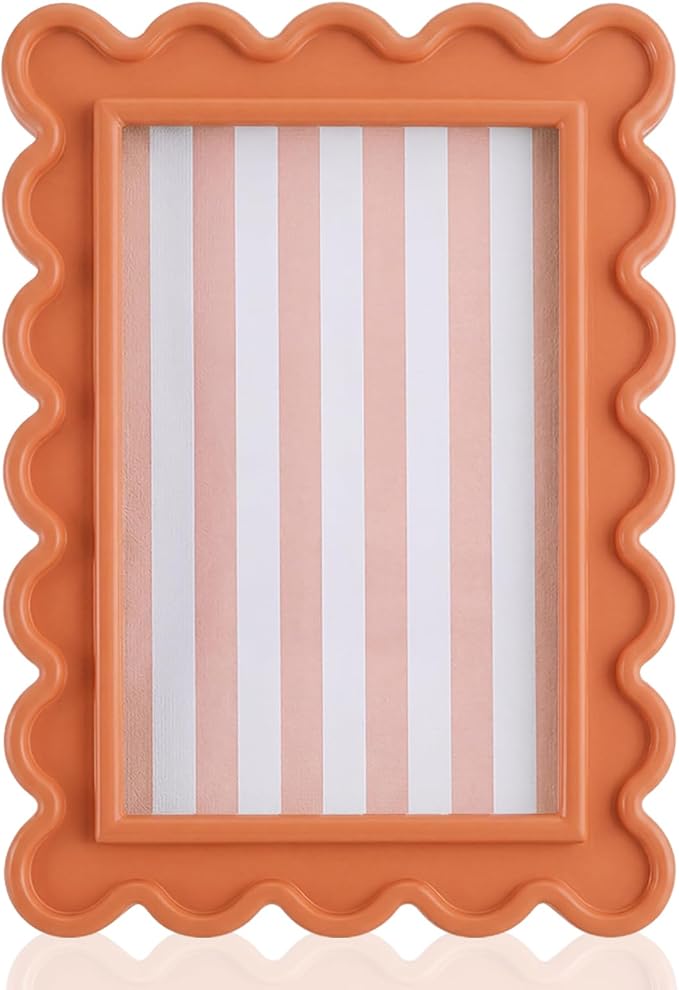 AceOrbit 4x6 Inches Orange Flower Wavy Scalloped Picture Frame Cute Wavy Edge by Unknown