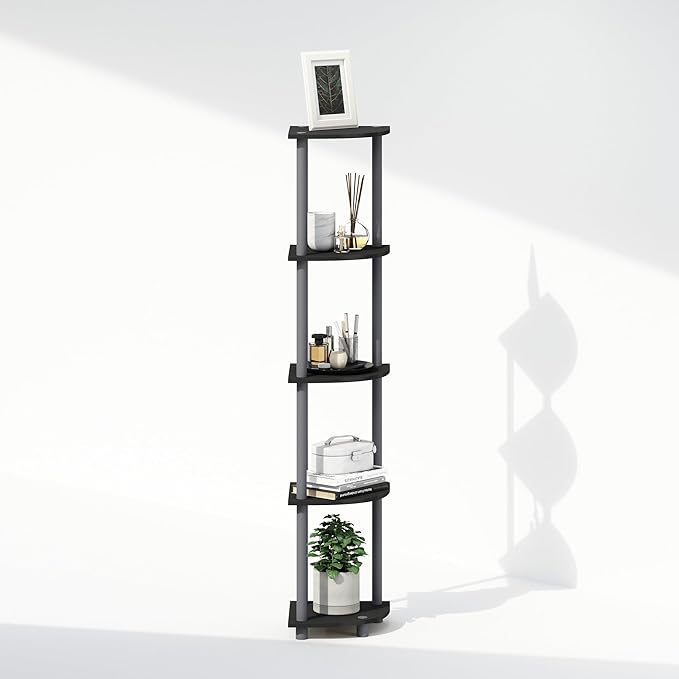 Furinno Turn-N-Tube Storage Shelves, 5-Tier Book Shelf, Corner Shelf, Toolless - Image 7