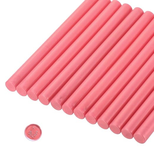 MECCANIXITY 12 Pcs Watermelon Red Cylinder Sealing Wax Stick Glue Gun Wax Seal by MECCANIXITY