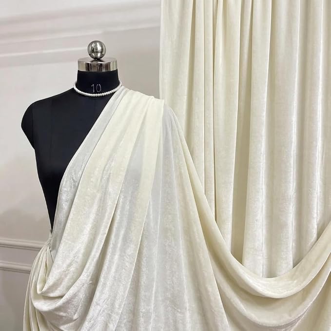Ivory Royal Velvet Fabric by The Yard, Wedding Decor, Fashion & Crafts I by VALENTINATEXTILEINC