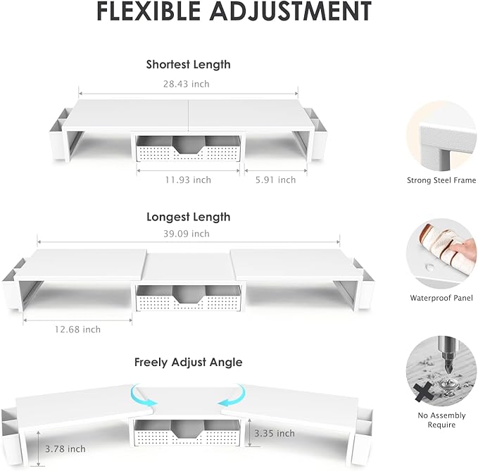 OPNICE Desk Organizers and Accessories, Dual Monitor Stand Riser - Image 3
