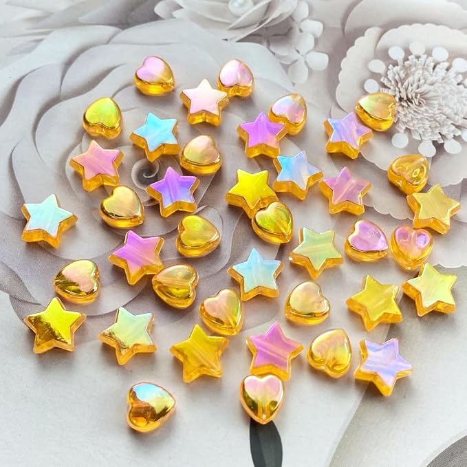 600 PCS Acrylic Beads Heart Star Shape Beads Clear Acrylic AB Colors Bead - Image 2