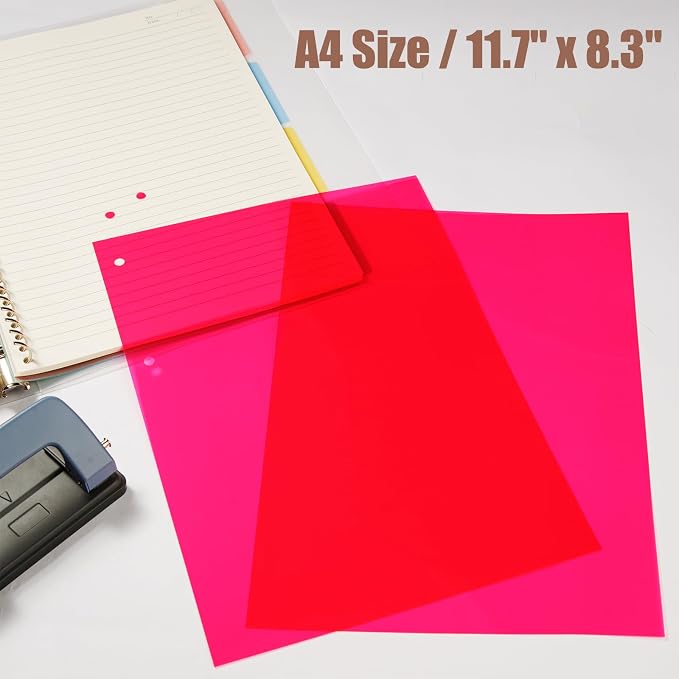 10-Pack A4 Colored PVC Flexible Plastic Sheets, 0.3mm Rose Transparent Film - Image 2