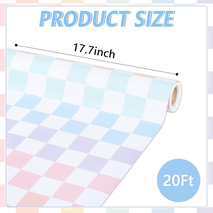 Pastel Rainbow Checkered Bulletin Board Paper Roll Colorful Bulletin Board - Image 2