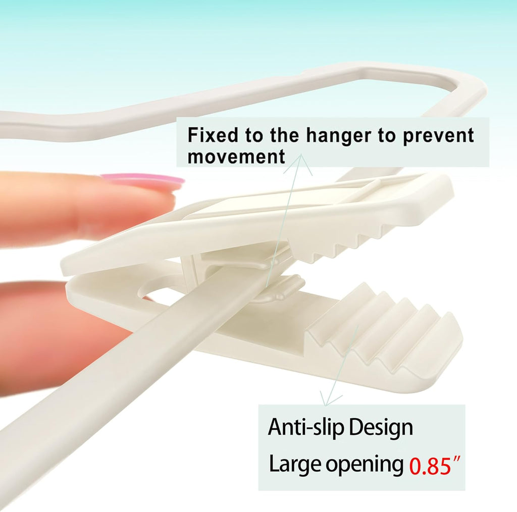 Hanger Clips for Velvet Hangers (Beige, 40 PCS), Non-Slip Plastic Clips Pant Skirt Hanger Clips for Flocking Hangers
