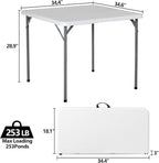 SUPER DEAL 3 Foot Square Folding Card Table, Indoor Outdoor Portable Plastic - Image 2