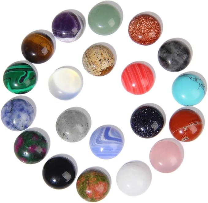 2TTFishoo 20pcs 14mm Natural Stone No Hole Assorted Colors Semicircle Smooth by 2TTFishoo