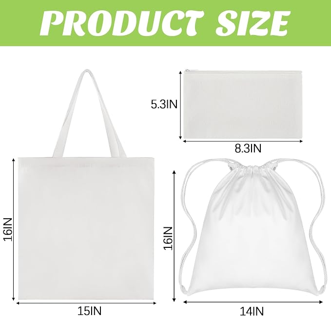 Silkfly 12 Pcs Cotton Bags Set for Tie Dye Kit 3 Style Cotton Tote Drawstring - Image 2