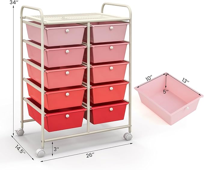 BECOMFORT 10-Drawer Rolling Cart - Image 3