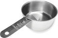 1/2 Cup Stainless Steel Measuring Cup | Sturdy Metal 125 ml | 125 cc | 4 oz | Single Cup for Wet and Dry Ingredients | Great for use as 1/2 Cup Dog Food Scoop - 1 PK