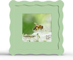 6x6 Picture Frame with Mat for 4x4, Wavy Edge Wooden Real Glass Photo Frame for by THKRLOF