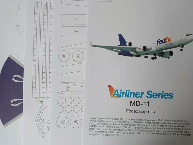 CHICHIYANG 1:100 Unassemabled Paper DIY Aircraft Model FedEx MD-11 Air Plane - Image 4