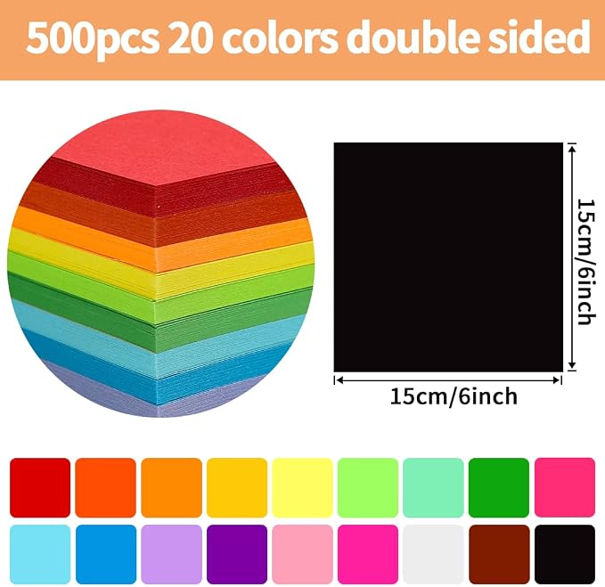 Praisebank Black Origami Paper, Double Sided Color, Origami Kit - Image 2