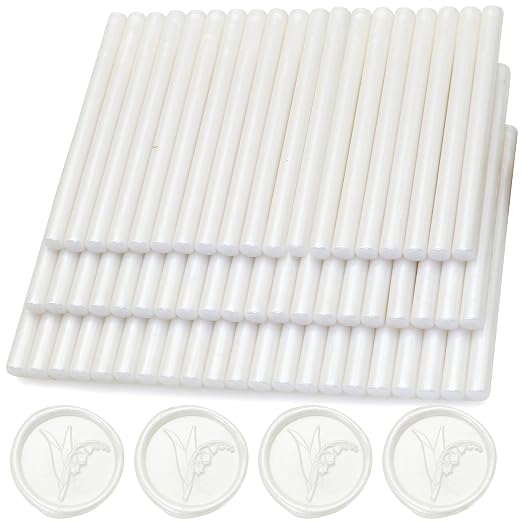 60pcs Wax Seal Sticks, Pearl White Sealing Wax Sticks, HOSEALING Glue Gun Wax by HOSEALING