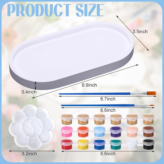 MotiMind 4 Set Ceramics to Paint Oval Jewelry Tray Ready to Paint Your Own - Image 2