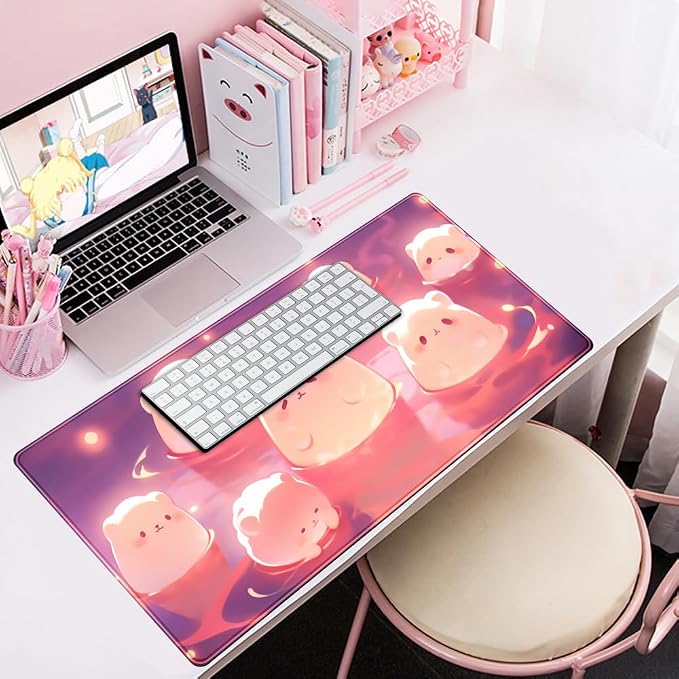 Kawaii Pastel Pink Desk Mat Cute Cat Large Mouse Pad Desk Pad Large Mouse and - Image 7