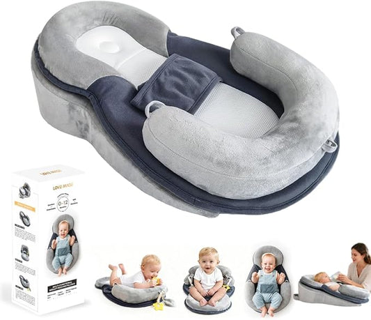 Baby Feeding Pillow, Anti Overflow Breastfeeding Pillow, Tummy Time Mat & Baby Floor Seat, Detachable Design