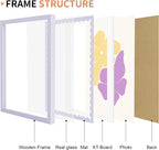 12x16 Picture Frame with Wavy Mat, Wooden Real Glass 12 x 16 Photo Frame - Image 5
