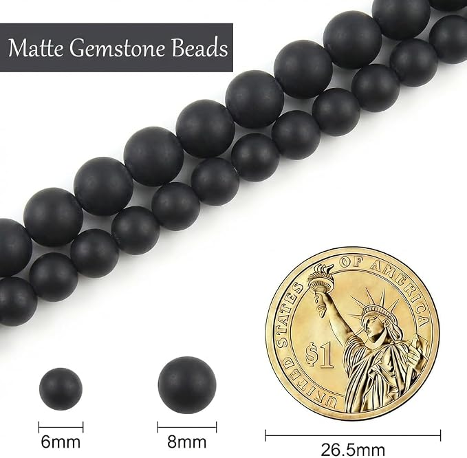 6mm Matte Black Onyx Bead, 15-Inch Matte Round Loose Stone Beads - Image 3