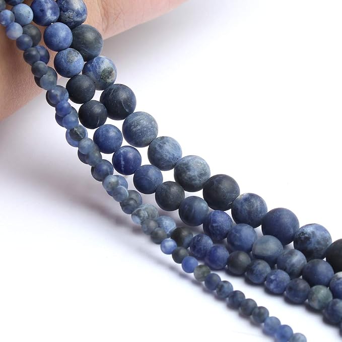 36pcs Natural Matte Olded Blue Sodalite Gemstone Beads，10mm Frosted Round Loose - Image 7