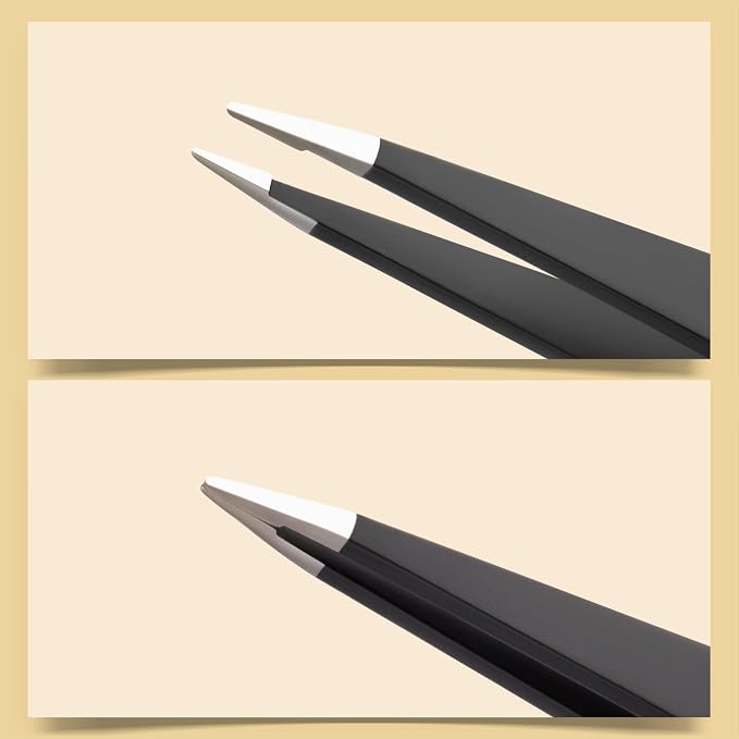 2-Pack Tweezers for Eyebrows, Facial Hair, Ingrown Hair Removal, Slant and - Image 3