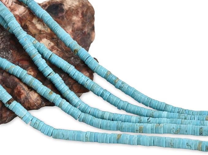 170pcs 5x2mm Natural Blue Turquoise Heishi Disc Rondelle Spacer Stone Semi - Image 2