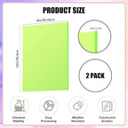 Fluorescent Green Acrylic Sheets 1/8 inch Thick 3mm 2 Pack 8 x 10 Clear - Image 2