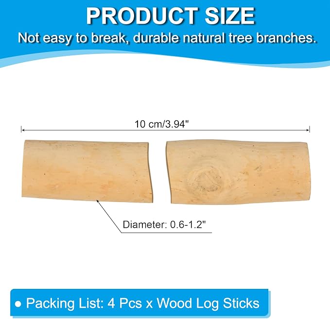 PATIKIL 4 Pcs / 10cm Wood Log Sticks, 0.6-1.2inch in Diameter Natural Driftwood - Image 2