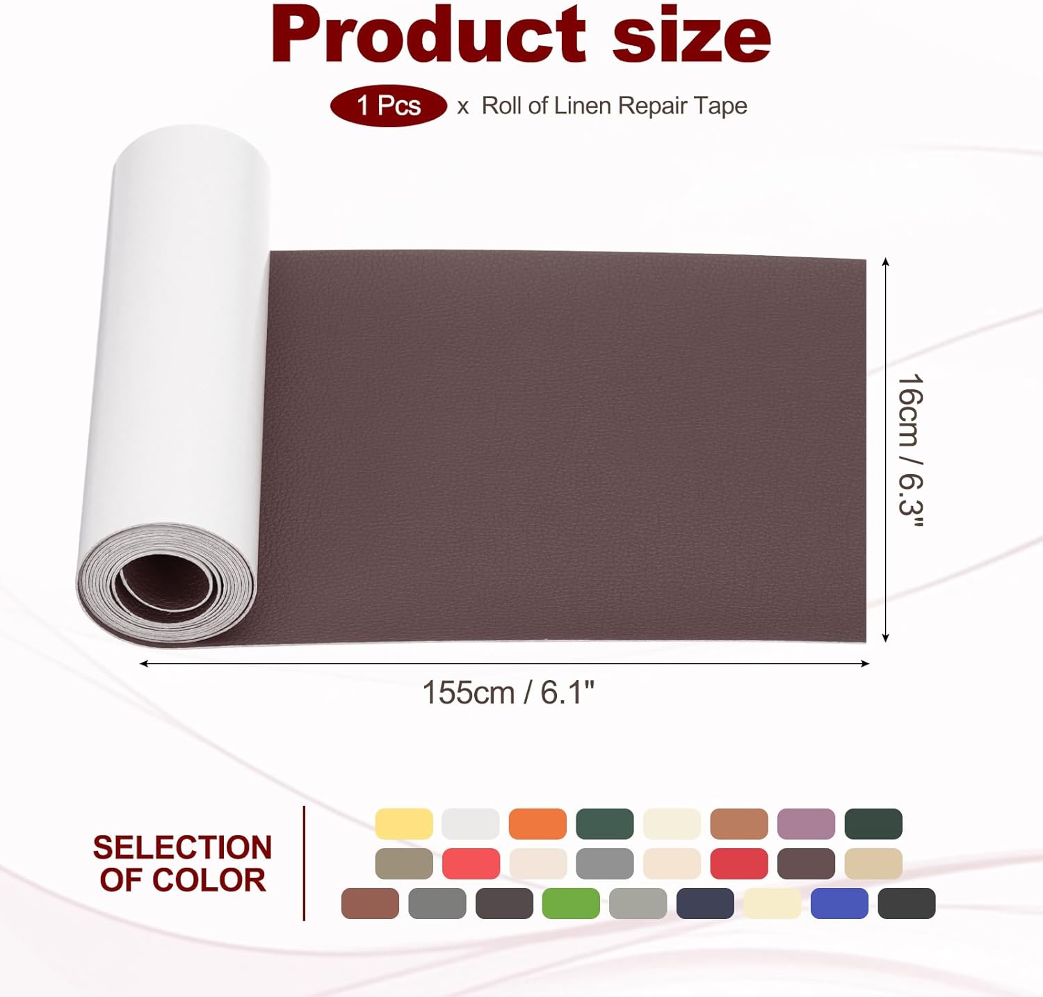 PATIKIL Leather Patches Tape for Furniture, 6.3 x 61 Inch Self Adhesive Vinyl Leather Repair Kit Cover Sheet for Couch, Sofa, Car Seats, Office Chair, Deep Brown