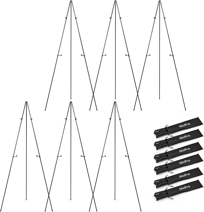 Nicpro Art Folding Easels for Display, 6 Pack 63 Inches Metal Floor Easel Stand by Nicpro