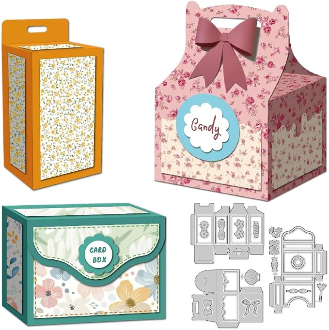 3 Styles 3D Gift Box Metal Cutting Dies DIY Craft Die Cuts Carbon Steel by DELORIGIN