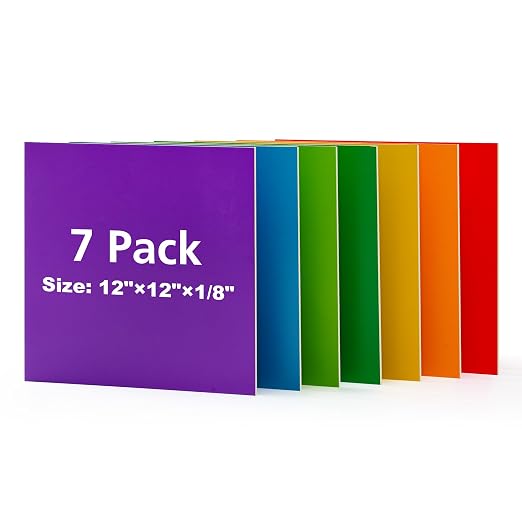 Rowood 7 Pack Rainbow Colored Plywood Sheets, 3mm Multi Thin Unfinished Wood by RowoodAssembleArtDecorateLife