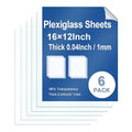6 Pack Clear Plexiglass Sheets 16×12×0.04InThin PET Plexiglass Sheets by Polvtor