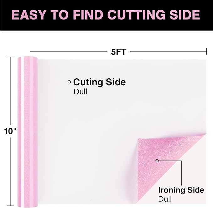 Pink Glitter HTV Heat Transfer Vinyl Roll 12inch x 5 ft - Image 2