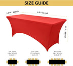10-Pack 6ft Red Spandex Table Covers - Image 4