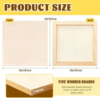 FSWCCK 5 Pack 12 x 12 inch Wood Panel Boards, Unfinished Wood Canvas Wooden - Image 2