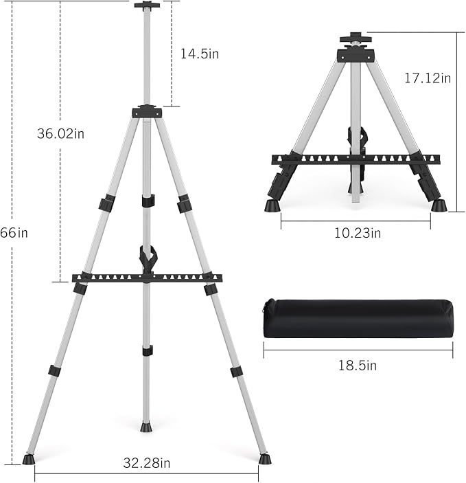 Art Easel Stand for Painting or Sign, Portable Adjustable 66 inches Display - Image 3