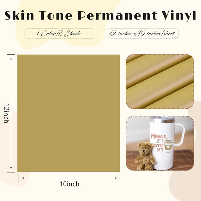 Tintnut Skin Tone Permanent Vinyl 8 Sheets 12''x10'' Brown Adhesive Viny | - Image 2