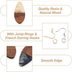 FASHEWELRY 16Pcs Wood Resin Earrings Charms Teardrop Wooden Earring Findings - Image 5