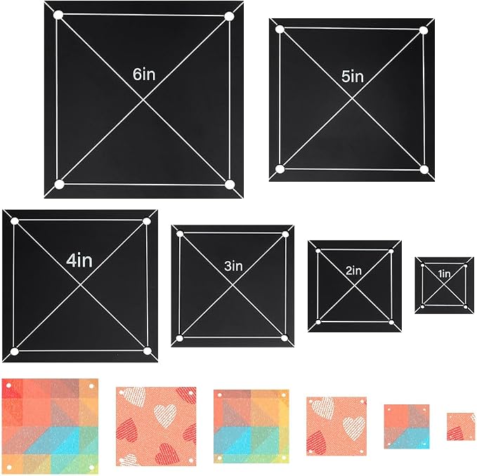 6 PCS 6 Size Square Quilting Template Set 1-6" Black Acrylic Quilting Templates by HOBBIESAY
