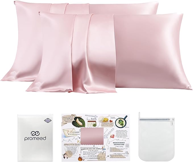 PROMEED 23 Momme Silk Pillowcase 2 Pack, Both Sides 100% 23 Momme Mulberry Silk by PromeedTextile