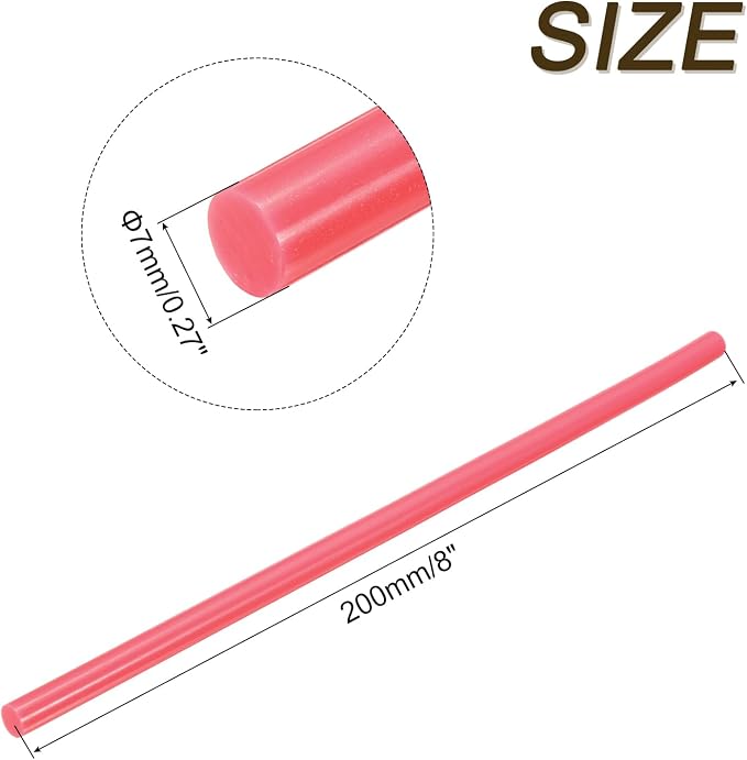 uxcell Mini Hot Glue Sticks for Glue Gun 7mm x 200mm Rose Red 12pcs - Image 2
