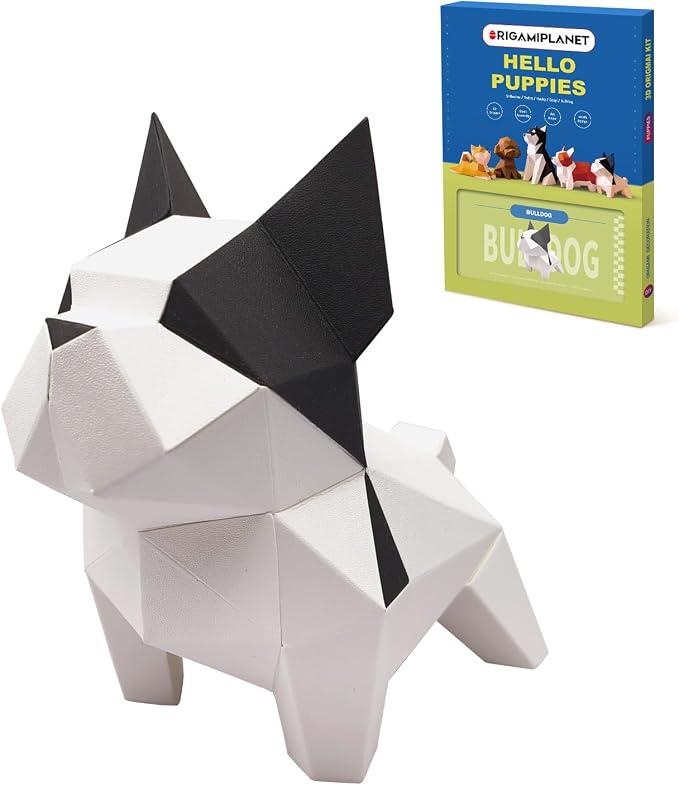 Bulldog 3D Origami Paper Craft Kit, Easy DIY Pre-Cut Puppies Paper Sculpture by Unknown