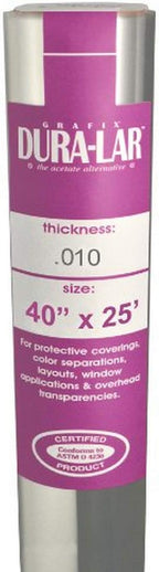 Grafix Dura-Lar 0.010" Film, Ultra Clear, Glossy 40" x25', Mylar/Acetate by Grafix