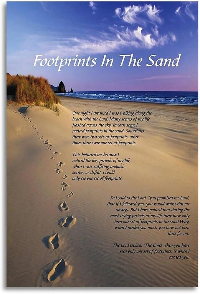 Footprints in the Sand Wall Art Decor, Footprints in the Sand Canvas Prints by Unknown